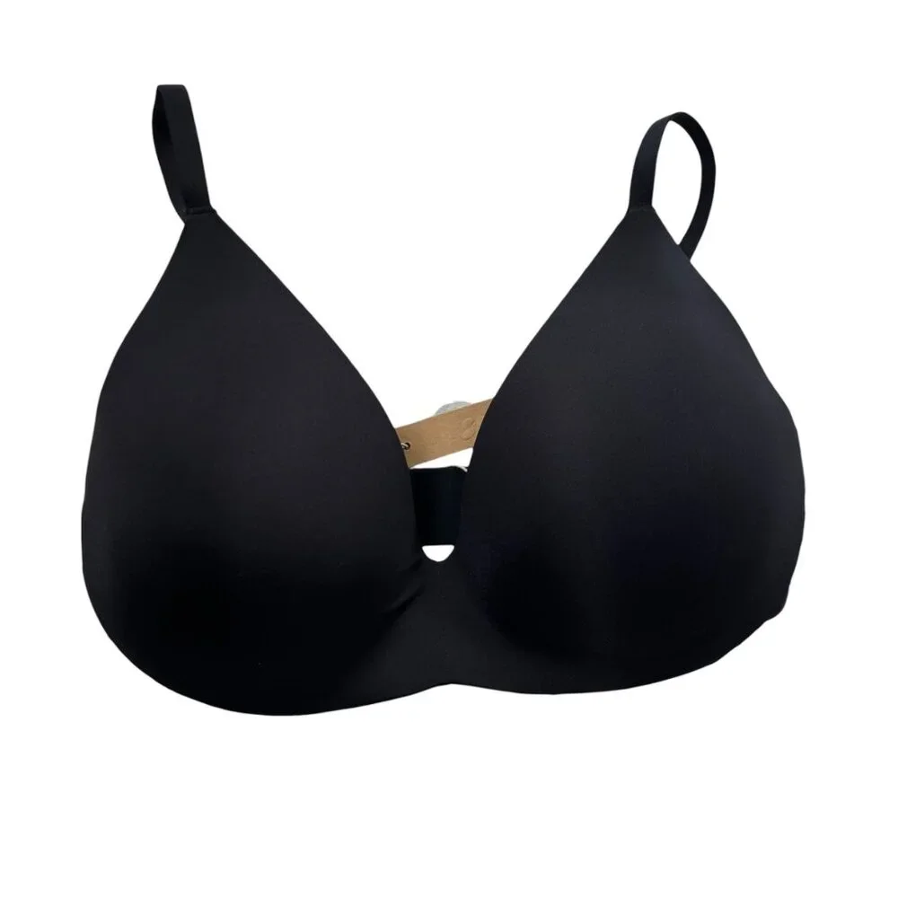 SKIMS Wireless Form Push Up Bra 32DD Onyx Minimalist T-Shirt Comfort - Picture 2 of 8